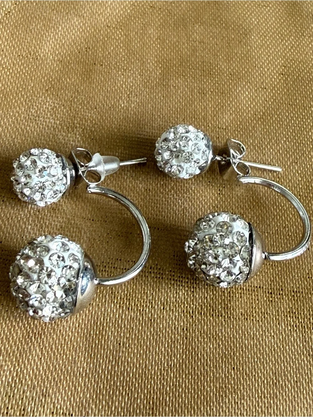 Crystal Pavé Silver-Tone Ball Drop Earrings